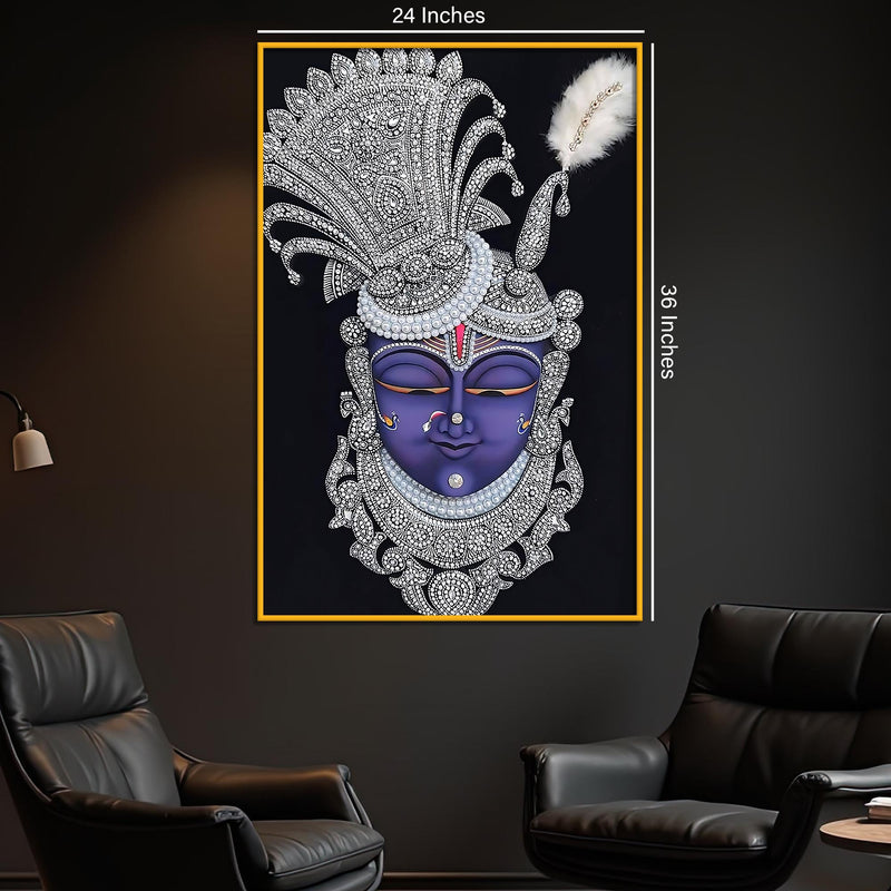 Shrinathji Divine Face Floating Frame Crystal Wall Painting