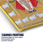 Shrinathji in Majestic Adornment with Sacred Cows Pichwai Canvas Wall Painting