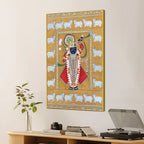 Shrinathji in Majestic Adornment with Sacred Cows Pichwai Canvas Wall Painting
