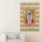 Shrinathji in Majestic Adornment with Sacred Cows Pichwai Canvas Wall Painting