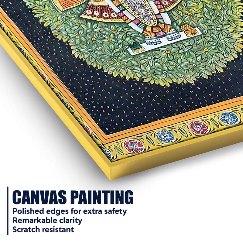 Shrinathji in the Sacred Lotus Garden Traditional Pichwai Canvas Wall Painting