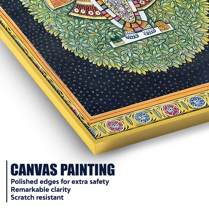Shrinathji in the Sacred Lotus Garden Traditional Pichwai Canvas Wall Painting