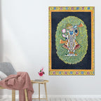 Shrinathji in the Sacred Lotus Garden Traditional Pichwai Canvas Wall Painting