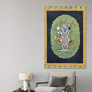Shrinathji in the Sacred Lotus Garden Traditional Pichwai Canvas Wall Painting