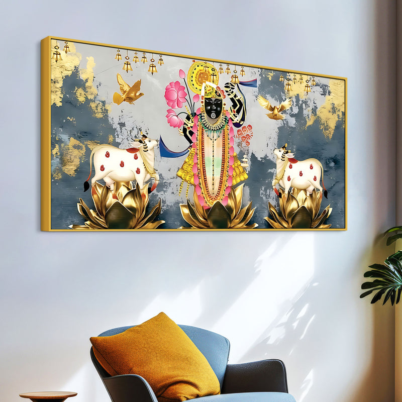 Shrinathji Krishna Pichwai Art Canvas Wall Painting