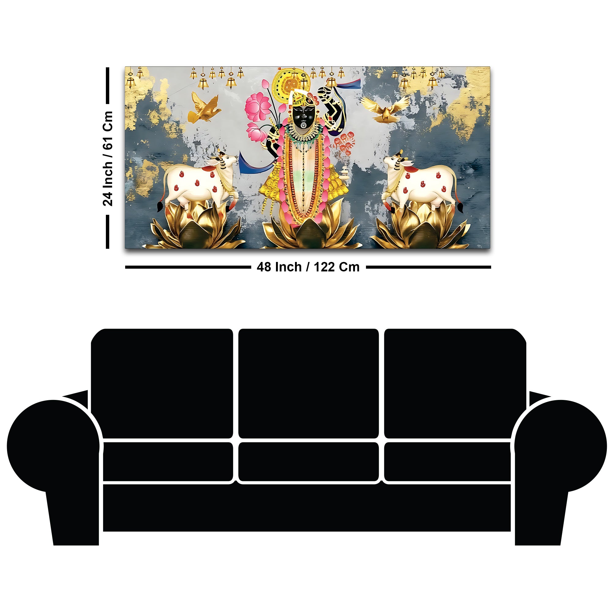 Shrinathji Krishna Pichwai Art Canvas Wall Painting