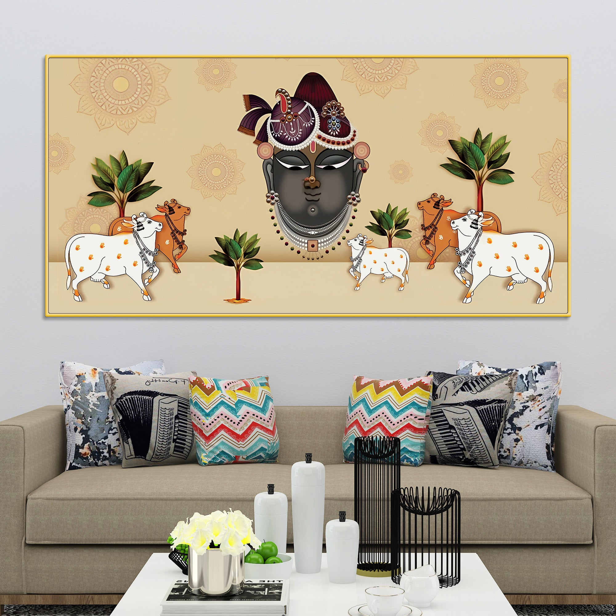 Shrinathji Mukharavind Pichwai Religious Wall Painting