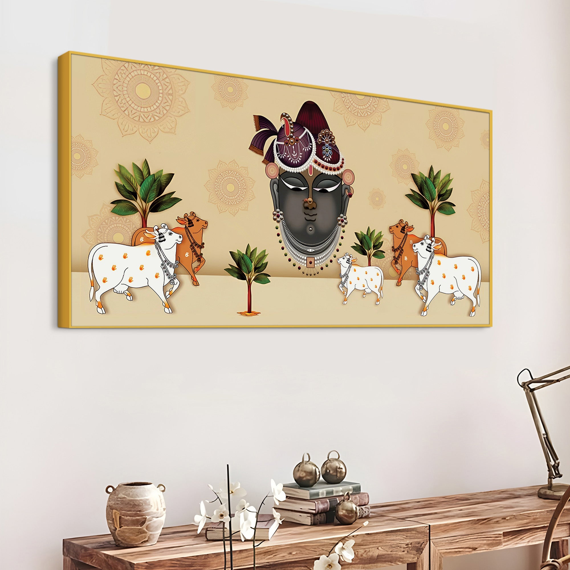 Shrinathji Mukharavind Pichwai Religious Wall Painting