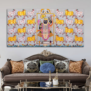 Shrinathji Pichwai Art Wall Painting with Sacred Cows