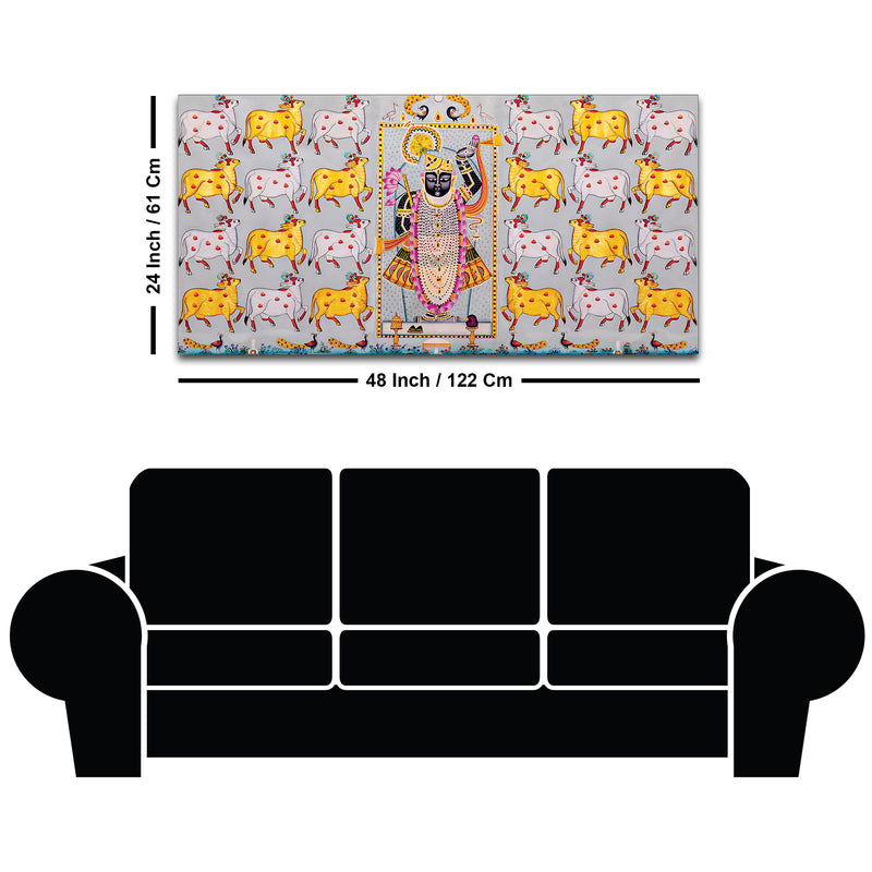 Shrinathji Pichwai Art Wall Painting with Sacred Cows