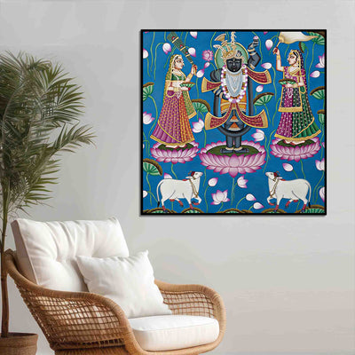  shrinathji-standing-on-lotus-pichwai-painting-sacred-pichwai-wall-decor