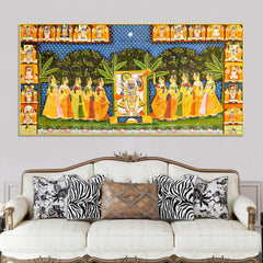 shrinathji-with-ashtasakhi-pichwai-canvas-painting-nathdwara-wall-art