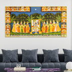Shrinathji with Ashtasakhi Pichwai Canvas Painting – Nathdwara Wall Art