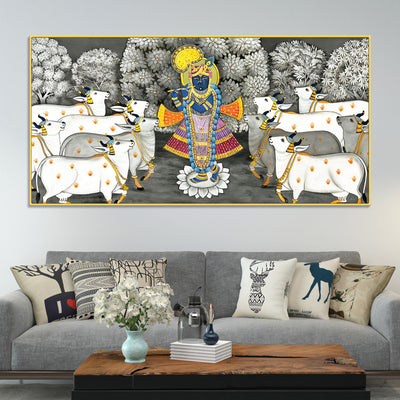 Shrinathji with Cows Traditional Pichwai Painting