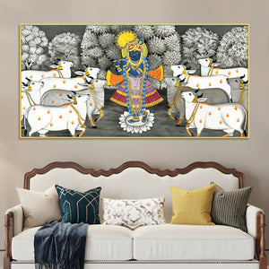 Shrinathji with Cows Traditional Pichwai Painting