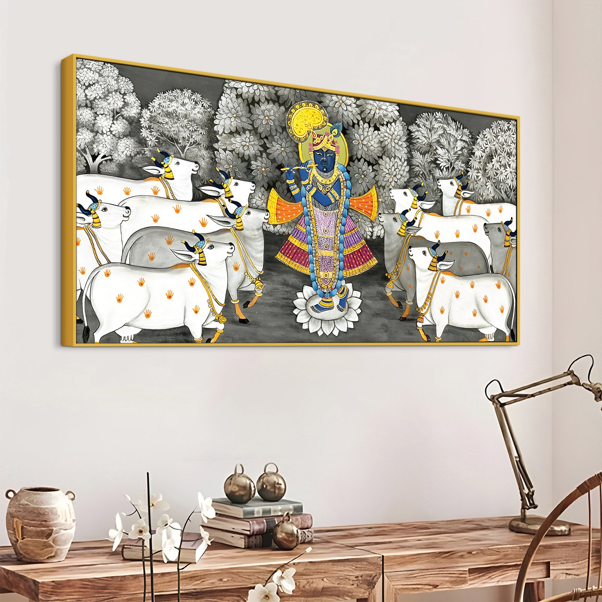 Shrinathji with Cows Traditional Pichwai Painting