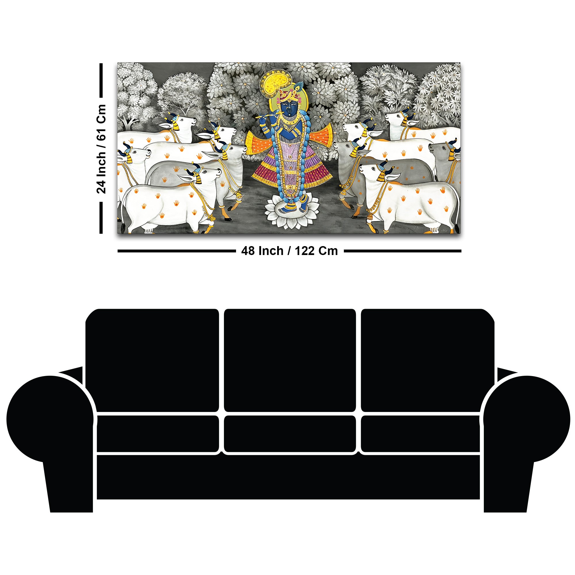 Shrinathji with Cows Traditional Pichwai Painting