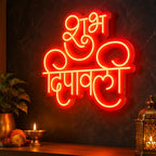 Shubh Deepawali Glowing Neon LED Light for Home, Office & Shop Decoration
