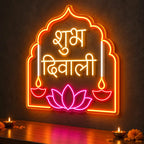 Shubh Diwali Hindi Neon Wall Light for Home & Shop Decoration