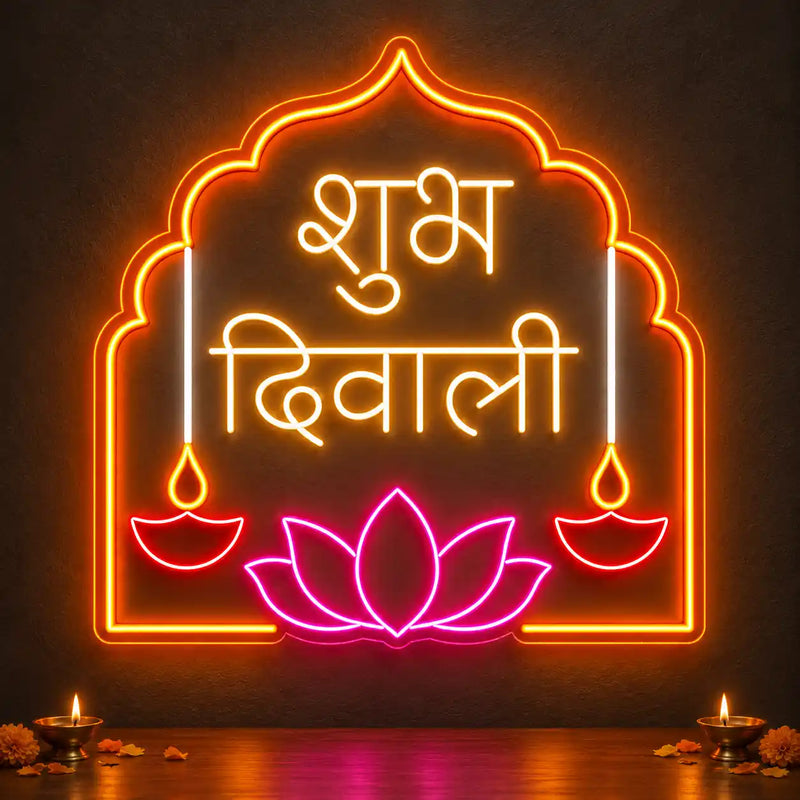 Shubh Diwali Hindi Neon Wall Light for Home & Shop Decoration