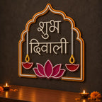 Shubh Diwali Hindi Neon Wall Light for Home & Shop Decoration