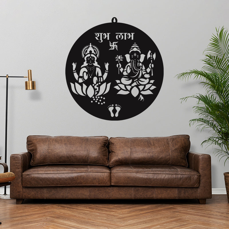 Shubh Labh Lakshmi Ganesh LED Wall Hanging for Wall Decor