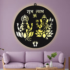 Shubh Labh Lakshmi Ganesh LED Wall Hanging for Wall Decor