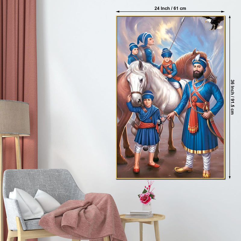 Sikh Devotional Wall Art Canvas | Guru Gobind Singh Ji Painting