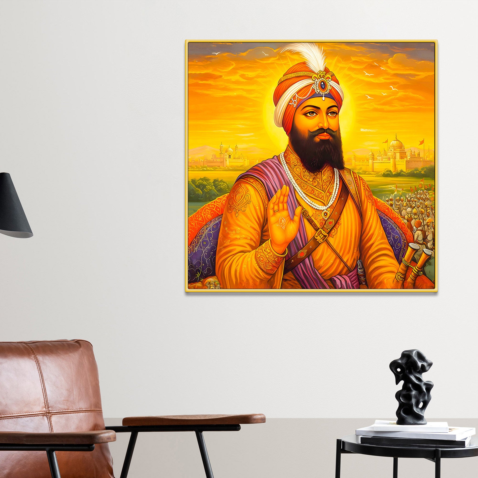 Sikh Guru Blessing Painting Spiritual Wall Décor Art
