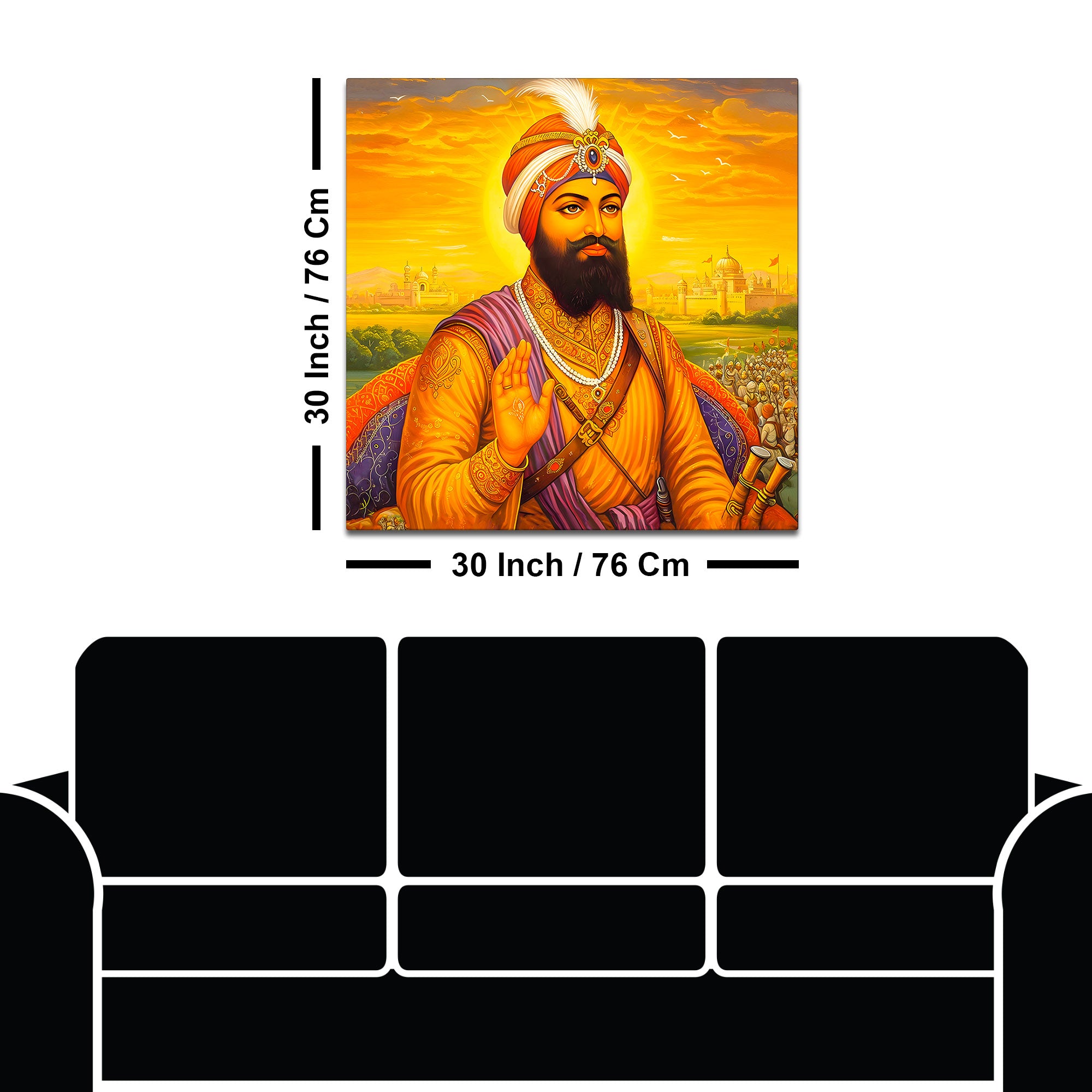 Sikh Guru Blessing Painting Spiritual Wall Décor Art