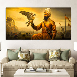 Sikh Guru Golden Canvas Wall Art for Living Room