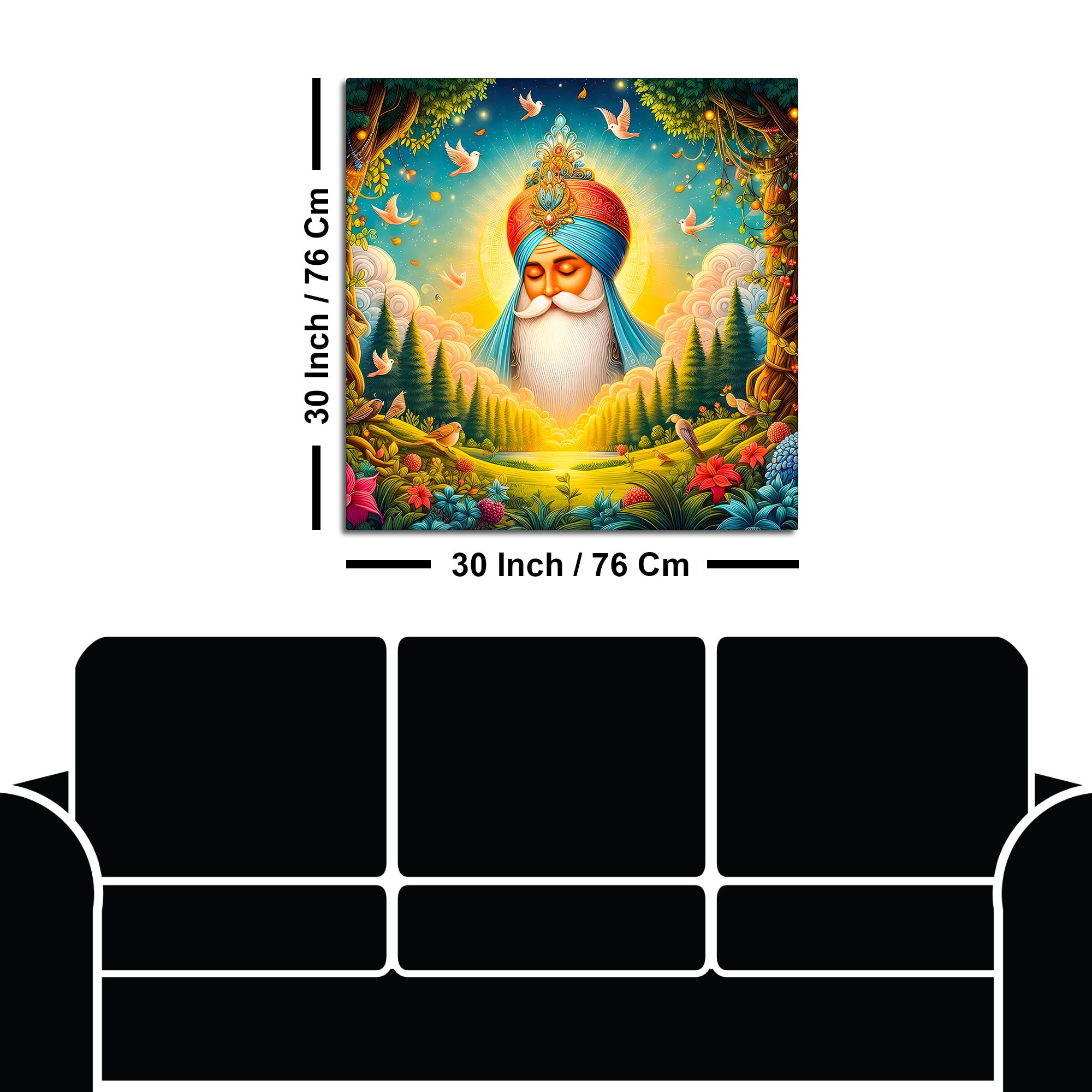 Sikh Guru Nanak Dev Ji Divine Nature Wall Art Painting