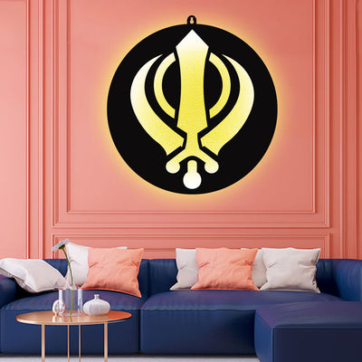 Sikh Religious Symbol LED Wall Hanging for Wall Decor