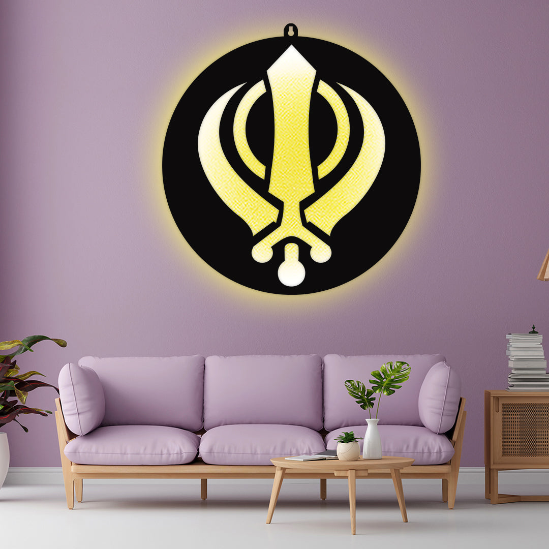 Sikh Religious Symbol LED Wall Hanging for Wall Decor