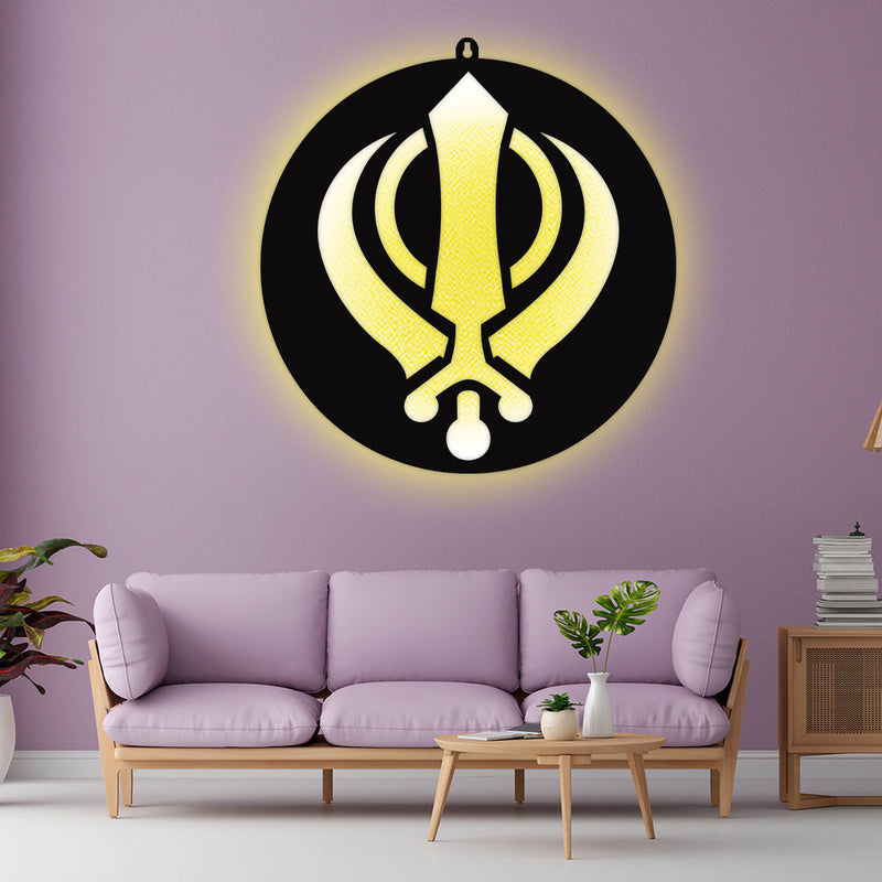 Sikh Religious Symbol LED Wall Hanging for Wall Decor