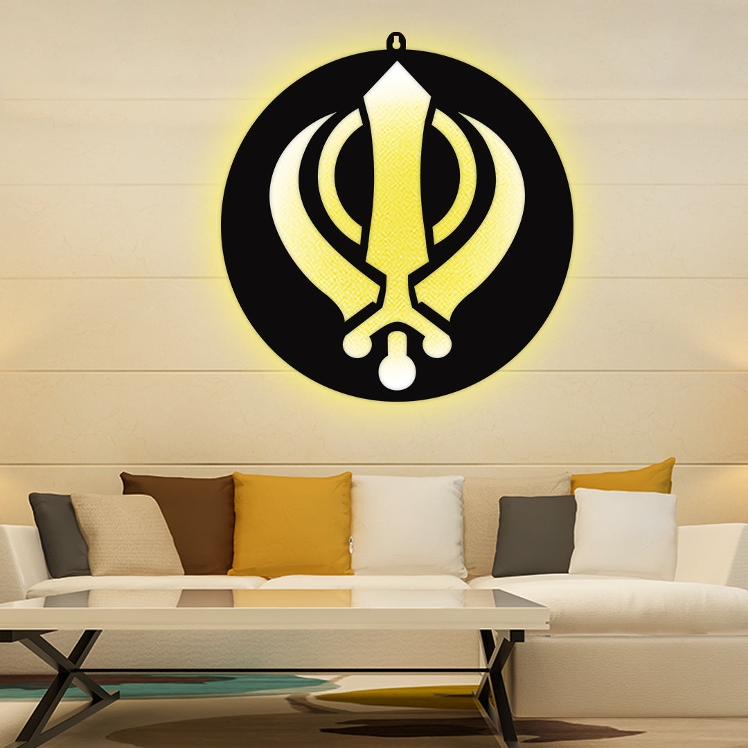 Sikh Religious Symbol LED Wall Hanging for Wall Decor