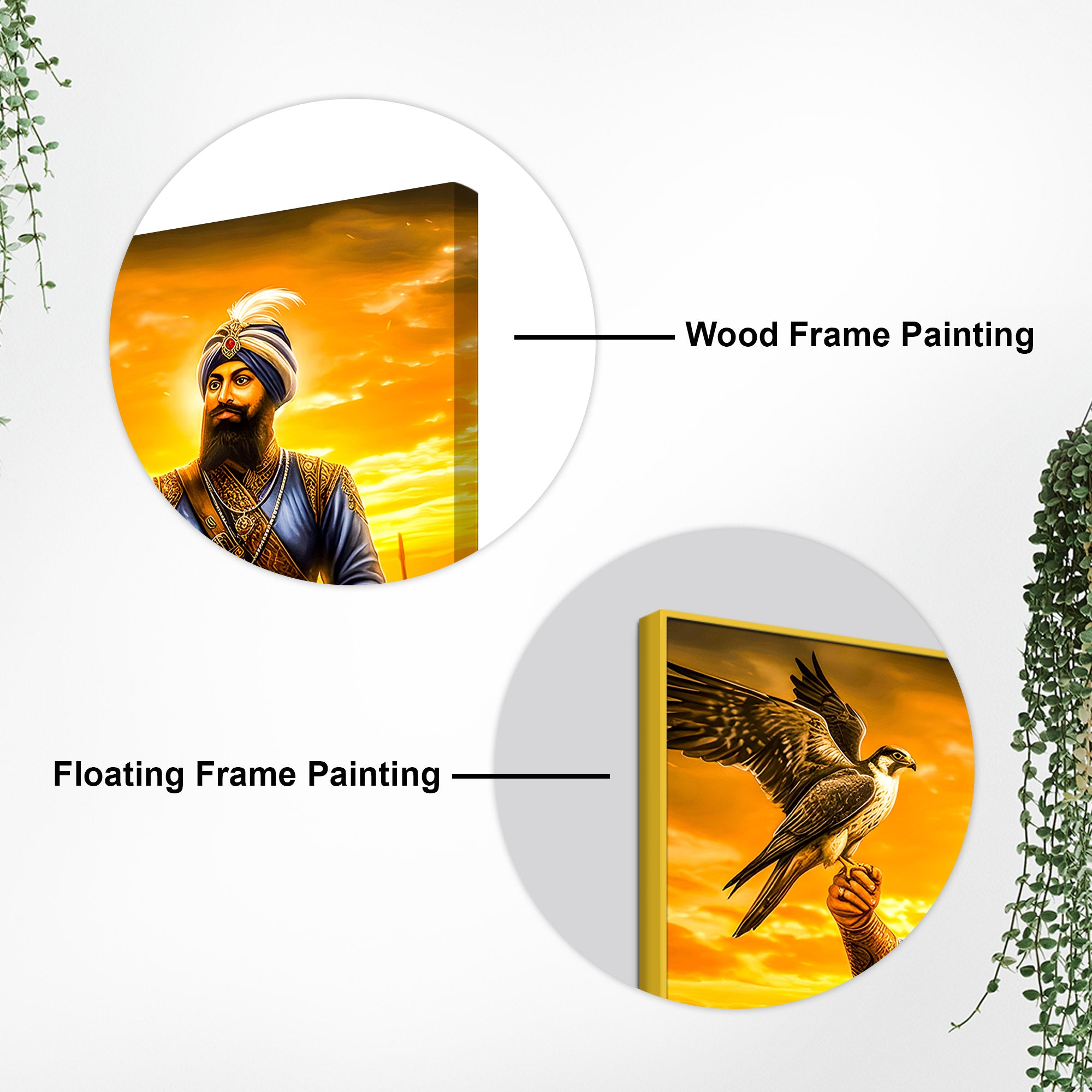Sikh Spiritual Warrior Painting Golden Background Wall Décor