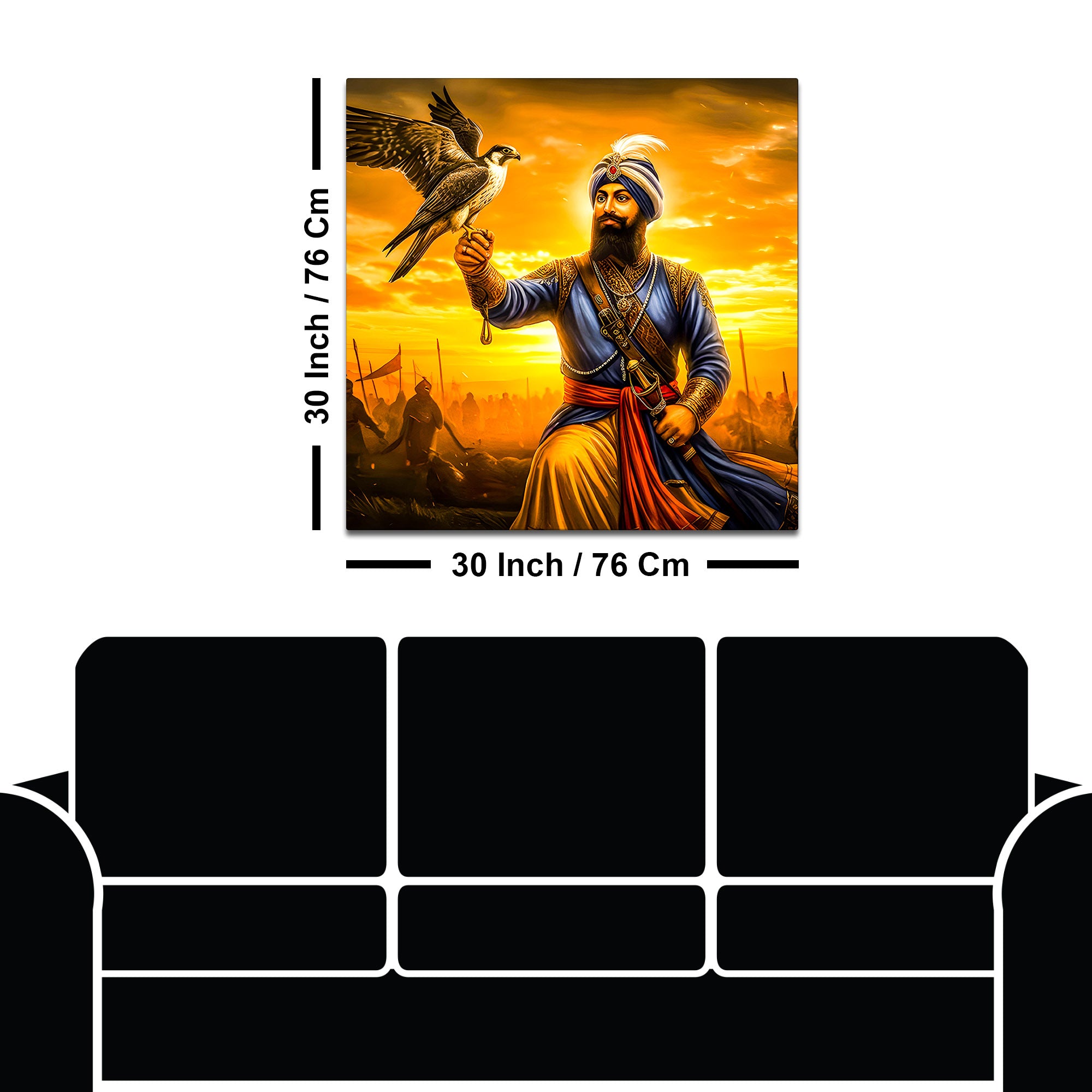 Sikh Spiritual Warrior Painting Golden Background Wall Décor