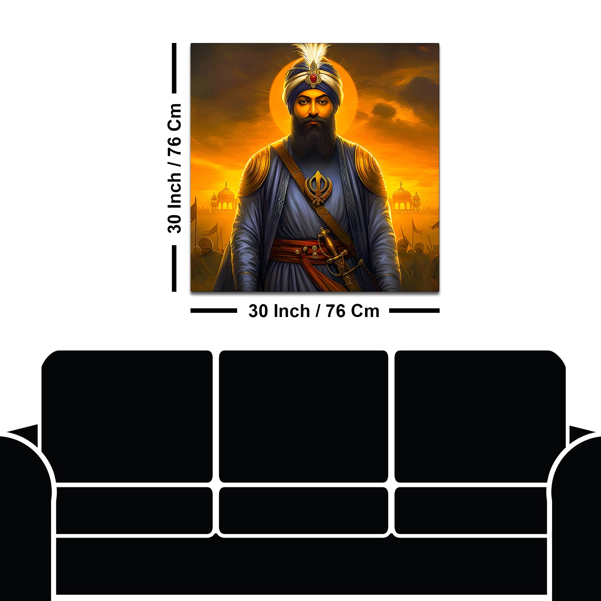 Sikh Spiritual Warrior Painting Traditional Religious Wall Art