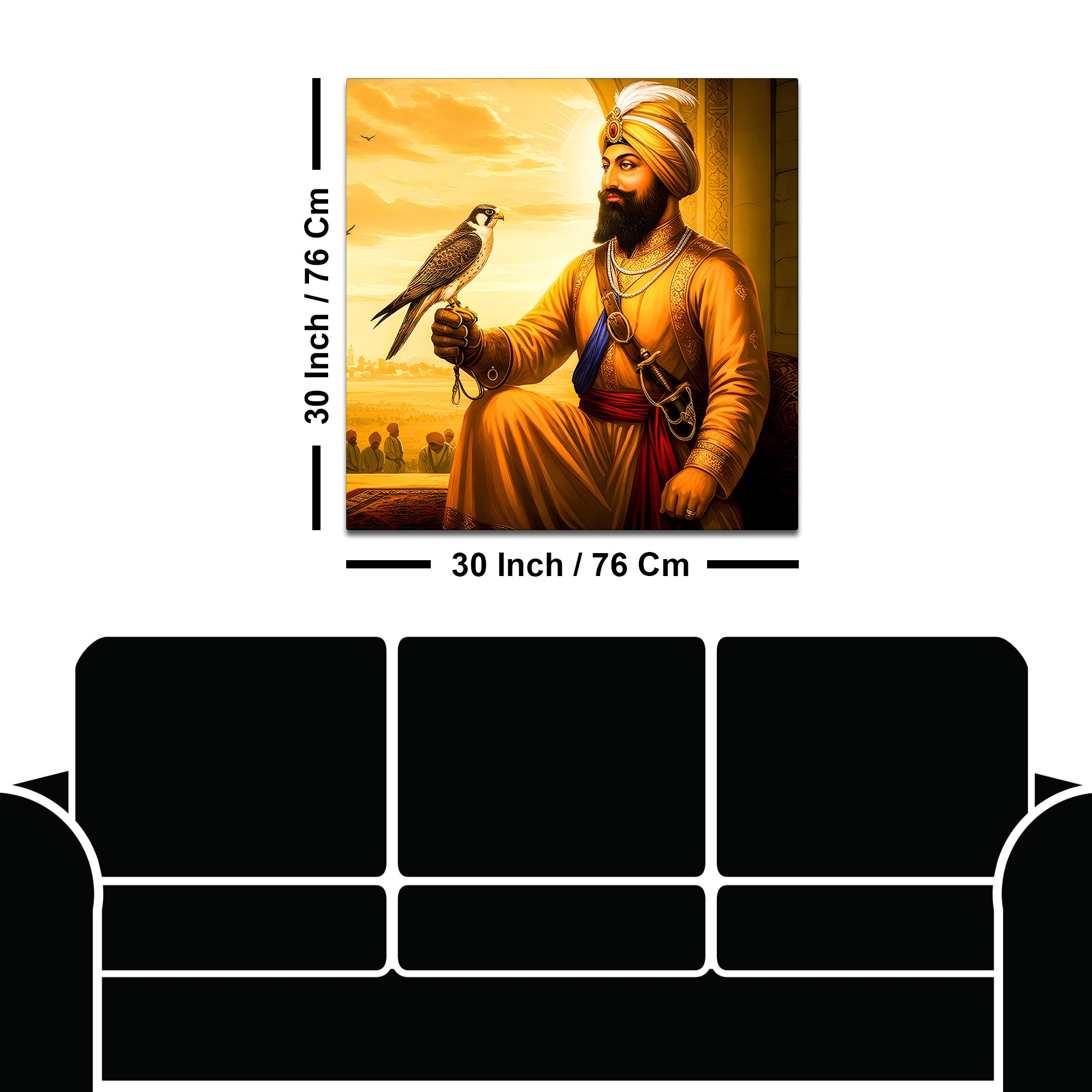 Sikh Warrior with Bird Painting Premium Wall Art for Home
