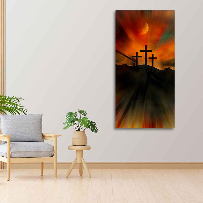 Silhouette of Cross Canvas Wall Painting