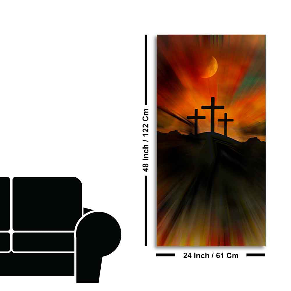 Silhouette of Cross Canvas Wall Painting