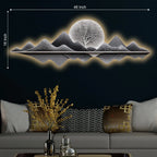 Silver Moon Mountain Reflection Premium Crystal Glass Backlit LED Painting