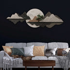 Silver Pine Mountain Reflection Premium Crystal Glass Backlit LED Painting