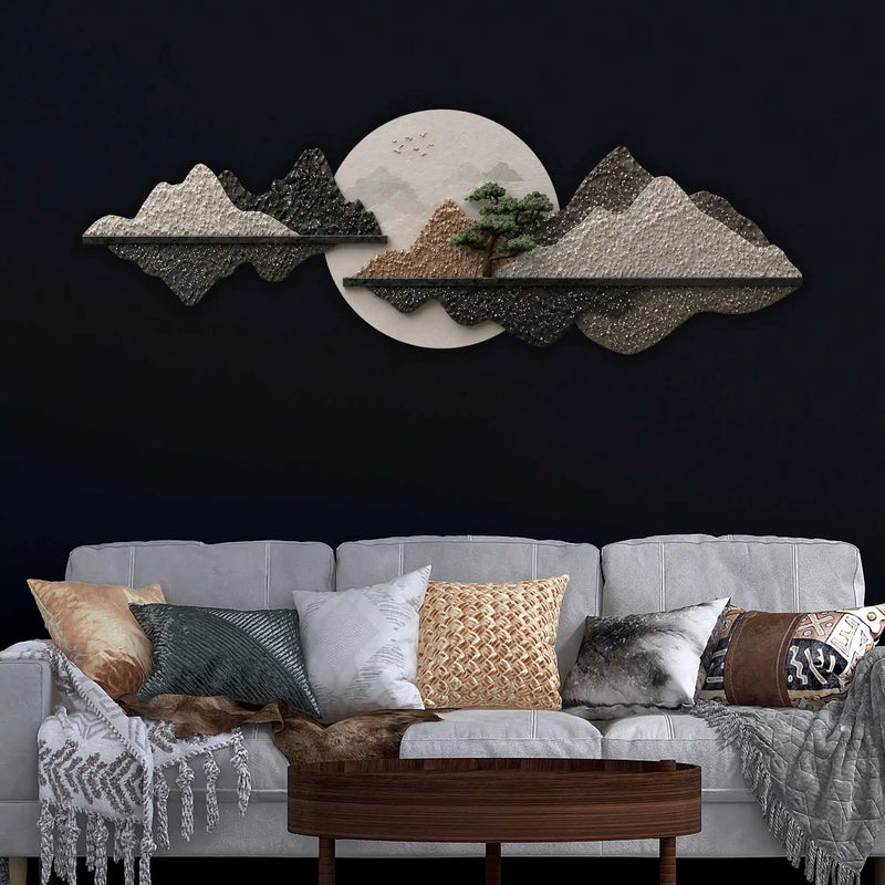 Silver Pine Mountain Reflection Premium Crystal Glass Backlit LED Painting