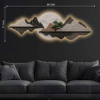 Silver Pine Mountain Reflection Premium Crystal Glass Backlit LED Painting