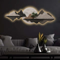 Silver Pine Mountain Reflection Premium Crystal Glass Backlit LED Wall Art