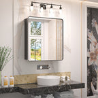 Sleek Black Edge Mirror Cabinet with Storage Shelves