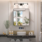 Sleek Black Edge Mirror Cabinet with Storage Shelves