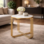 Sleek Designer Golden Metal Finish Side Table